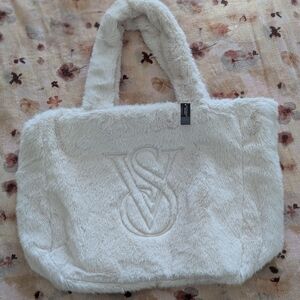 Victoria's Secret Cream Faux Fur Tote
